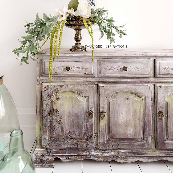 Painted Buffet w SilkScreen Stencil and Furniture Transfer IG