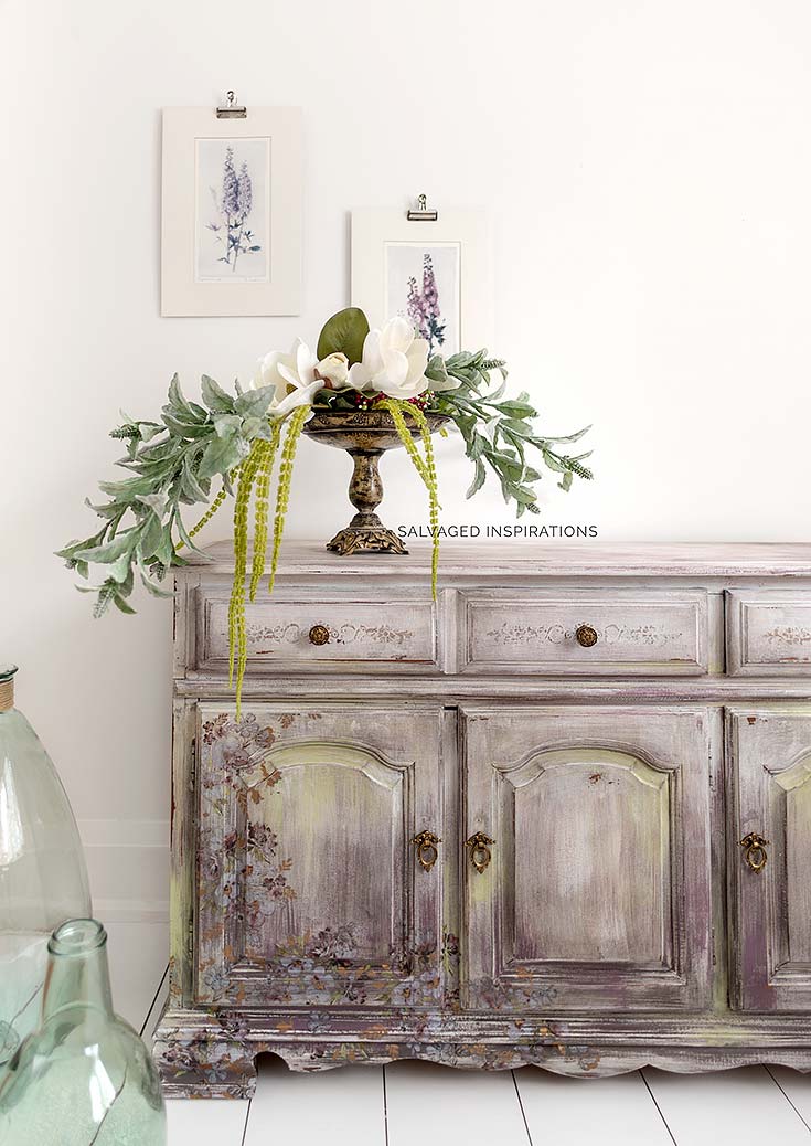 Painted Buffet w SilkScreen Stencil and Furniture Transfer