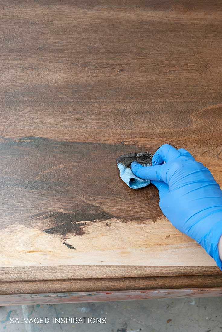 Applying DB No Pain Gel Stain in Walnut
