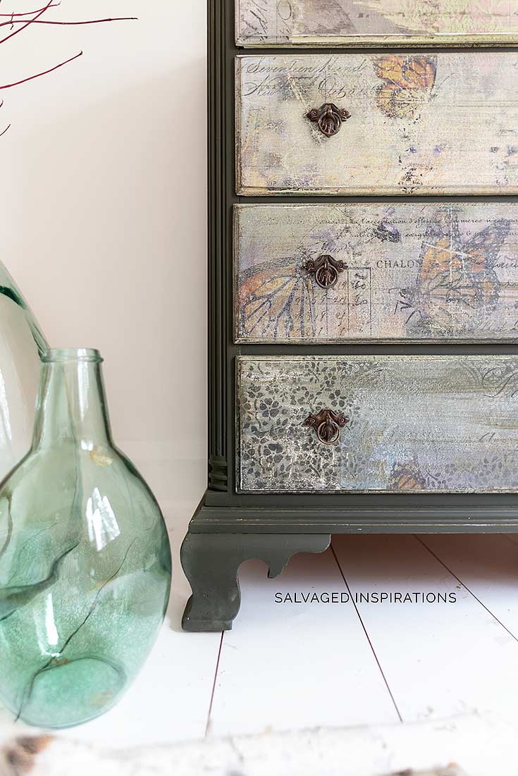 Close Up of Butterfly Dresser Makeover