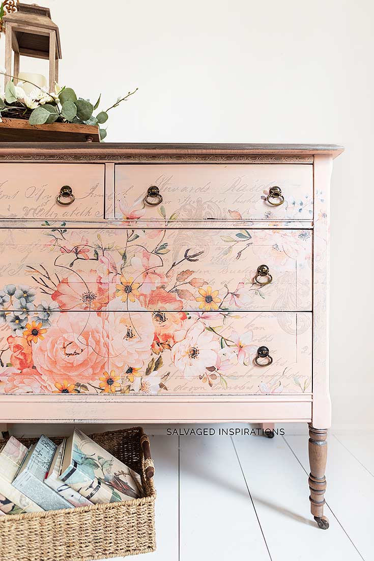 Close Up of Floral Transfers On Furniture