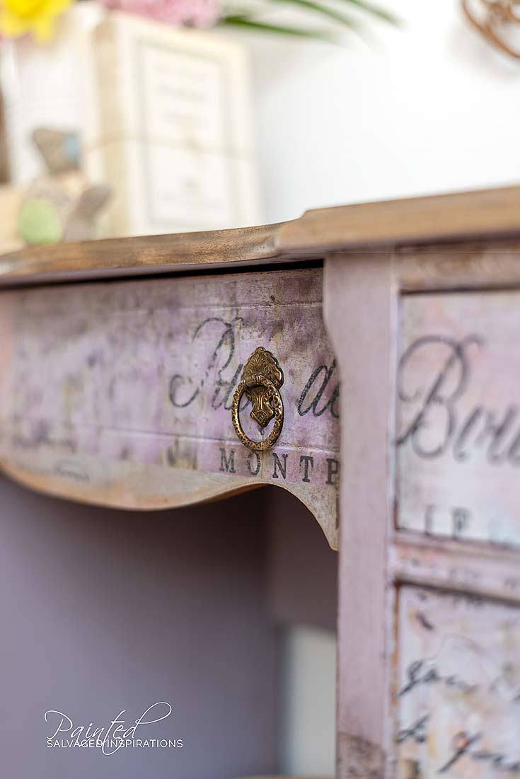 Close Up of Sanded Lip on Vintage Dresser