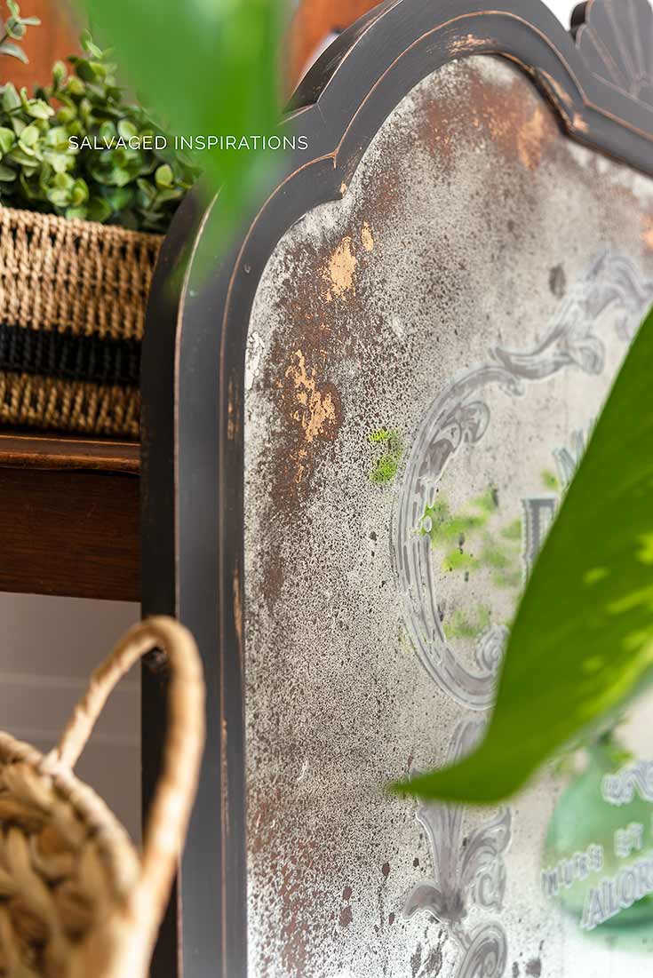 DIY Antiqued Mirror w Prima Transfer