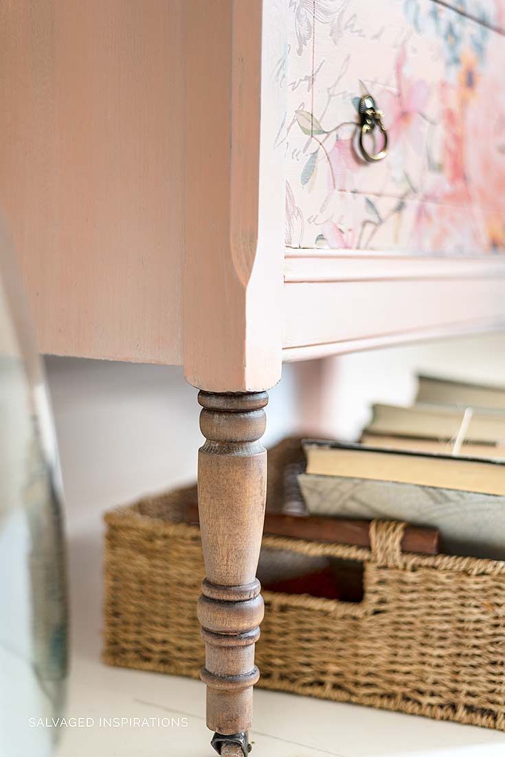 Floral Furniture Transfer on Apricot Vintage Dresser