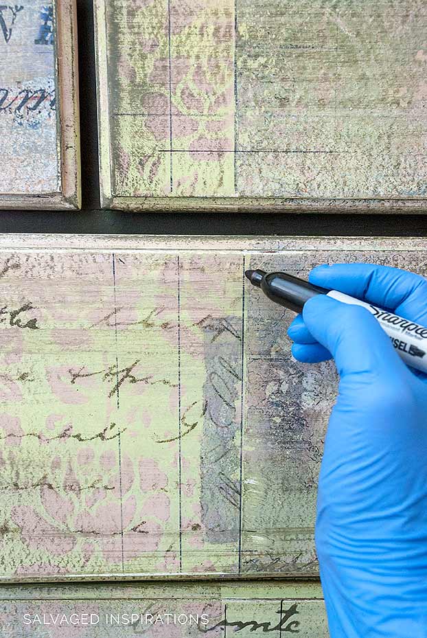 Lining Collage Drawers with Sharpie