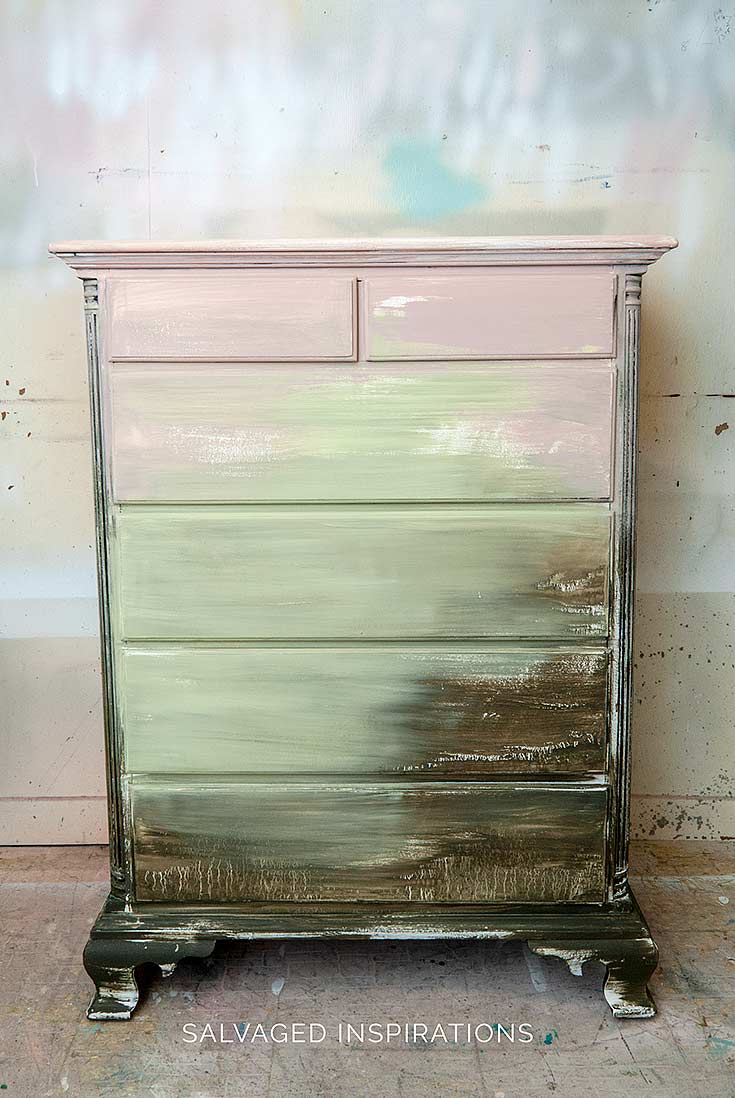 Painting Base Colors For Collage Butterfly Dresser