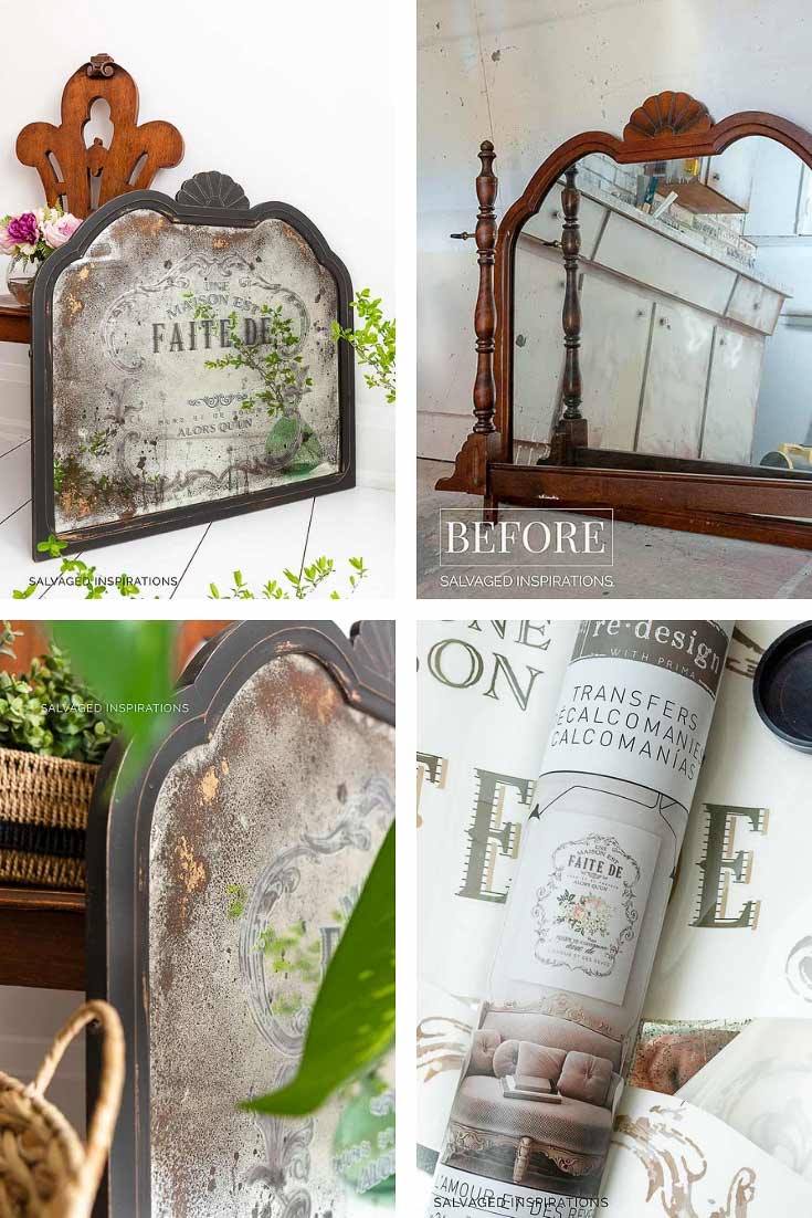 Prima Transfer on Antiqued French Mirror DIY siblog