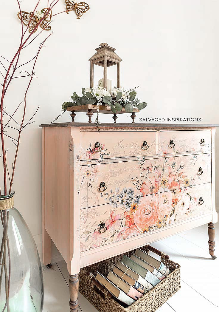 Side View of Vintage Lowboy Dresser in Apricot2