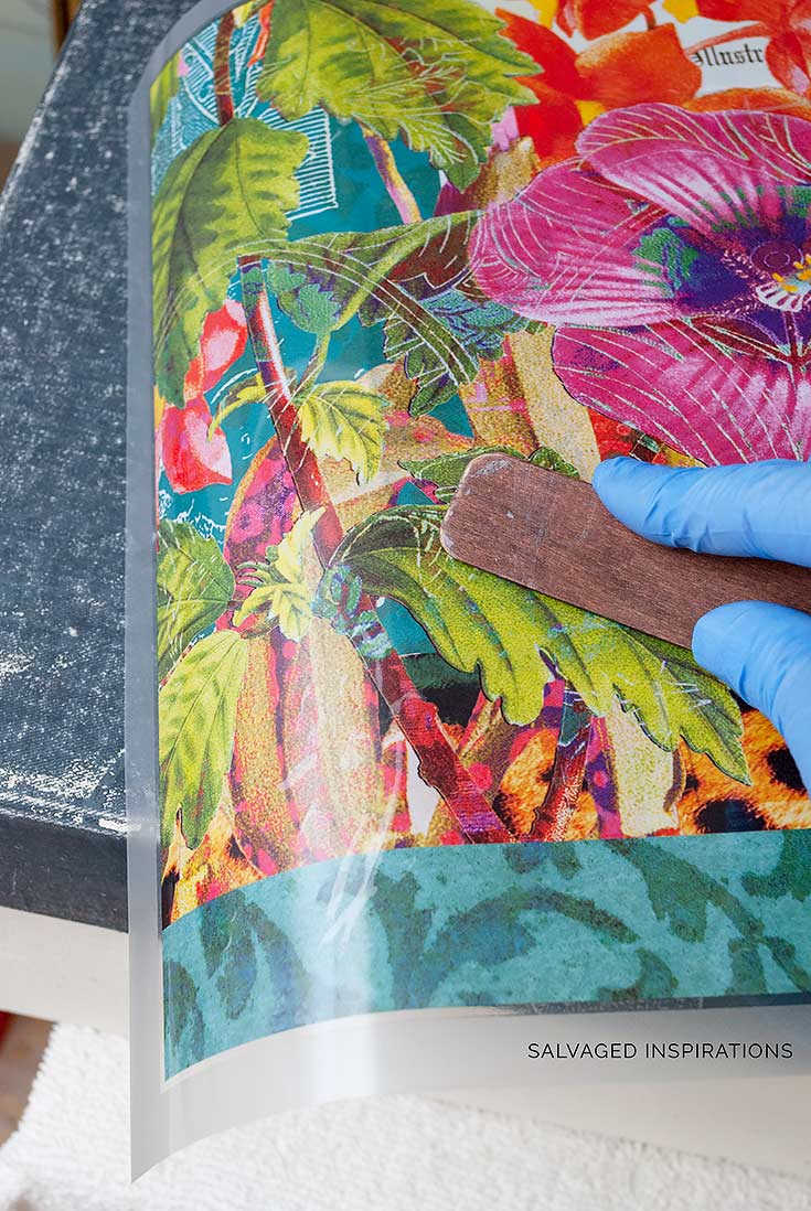 Applying Floral Transfer on Fabric Box