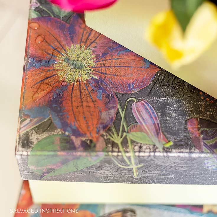 Boho Bird Butterfly redesing w Prima Transfer on Fabric Box