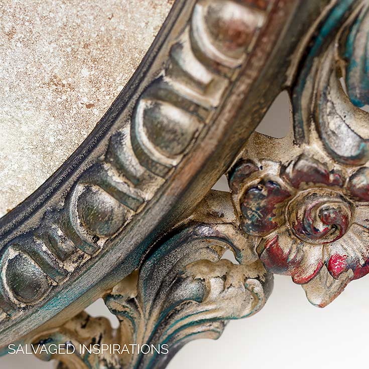 Close Up of Antiqued Mirror w Bleach And Gilding Wax