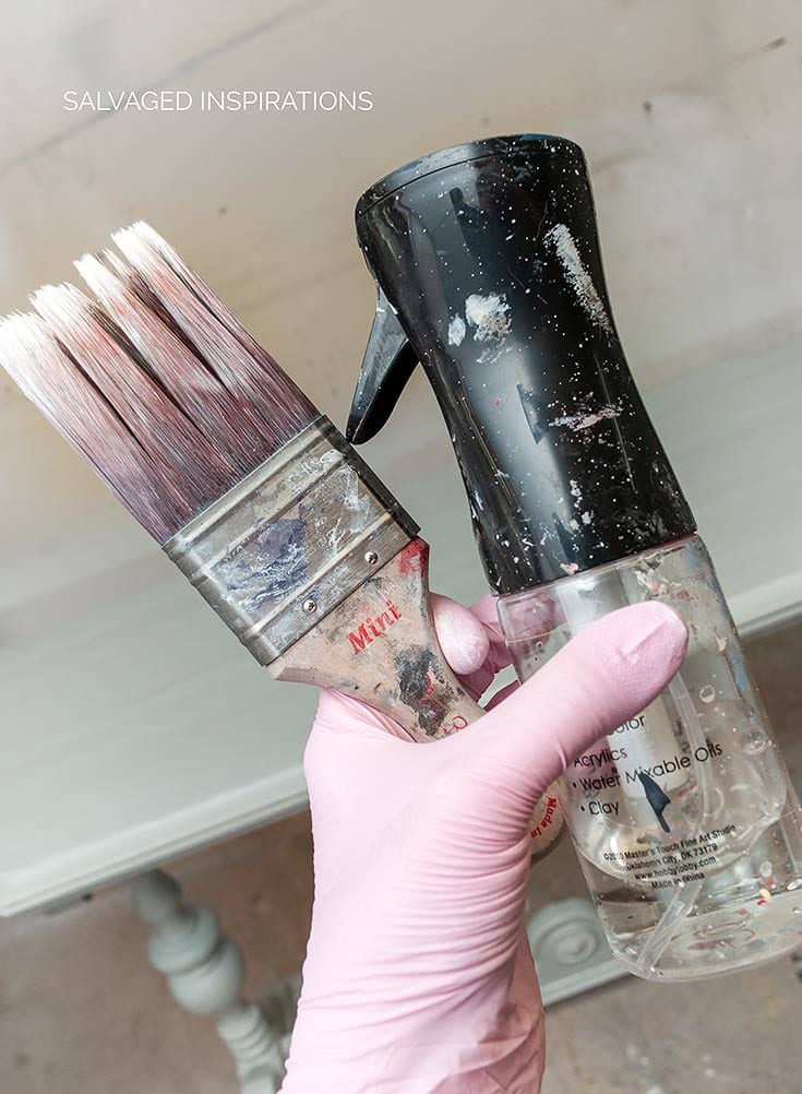 Mist Paint Brush Before Dipping In Glaze