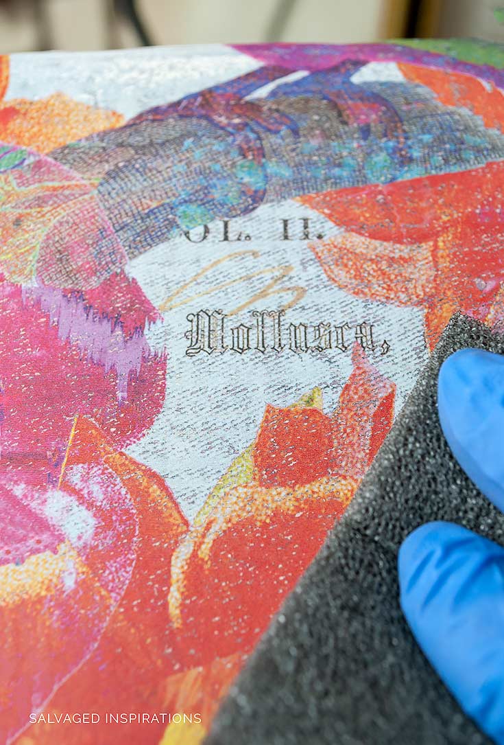 Sanding Floral Transfer on Fabric