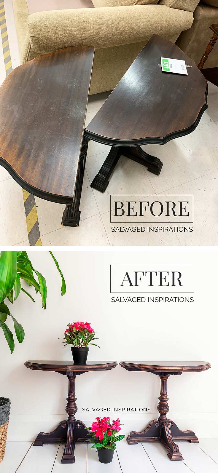 Thrift Store Demilune Table Set - Before and After