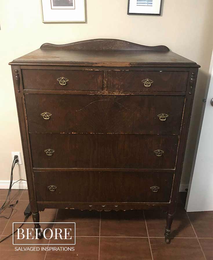 Vintage Tallboy Dresser Before - Salvaged Inspirations