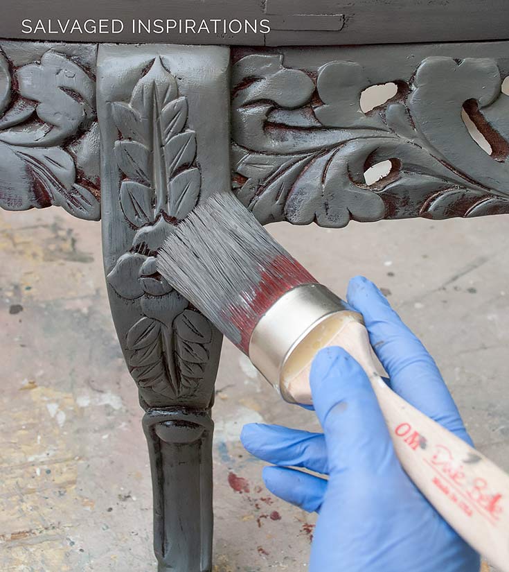 Base Coat On Salvaged Table in Gravel Road