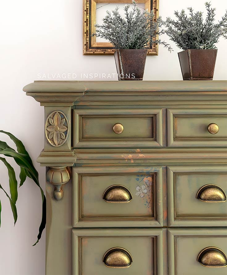 Painted Spanish Moss Tallboy Dresser