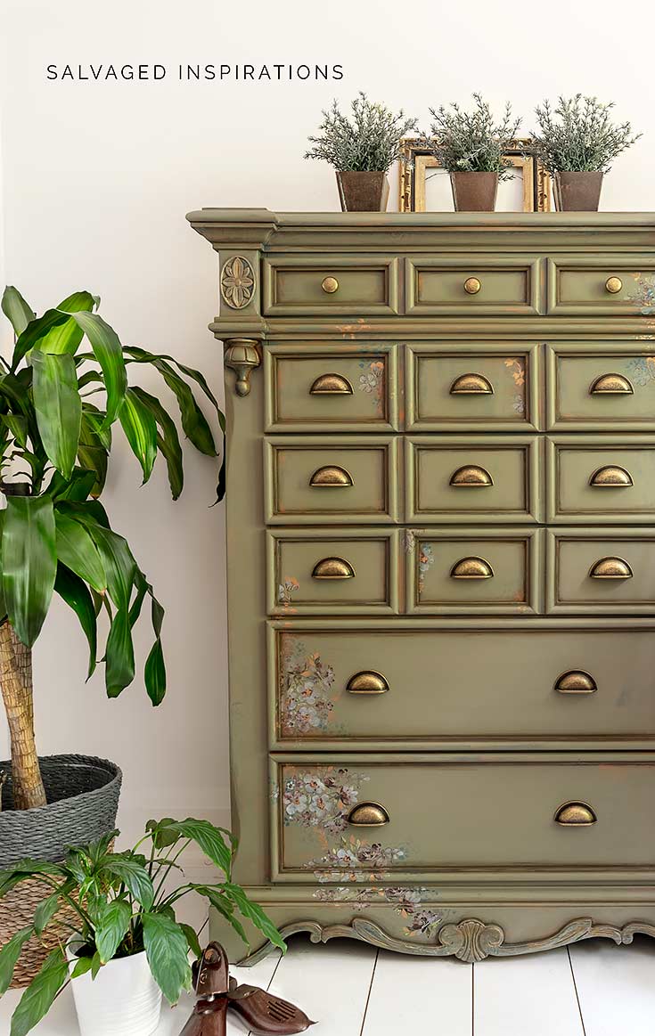 Spanish Moss Painted Dresser Makeover