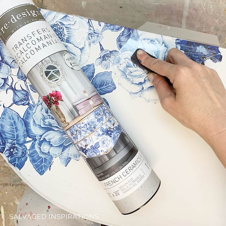 Applying Rub On French Ceramics Floral Transfer