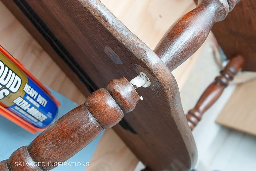 Fixing Spindle Leg with Liquid Nails