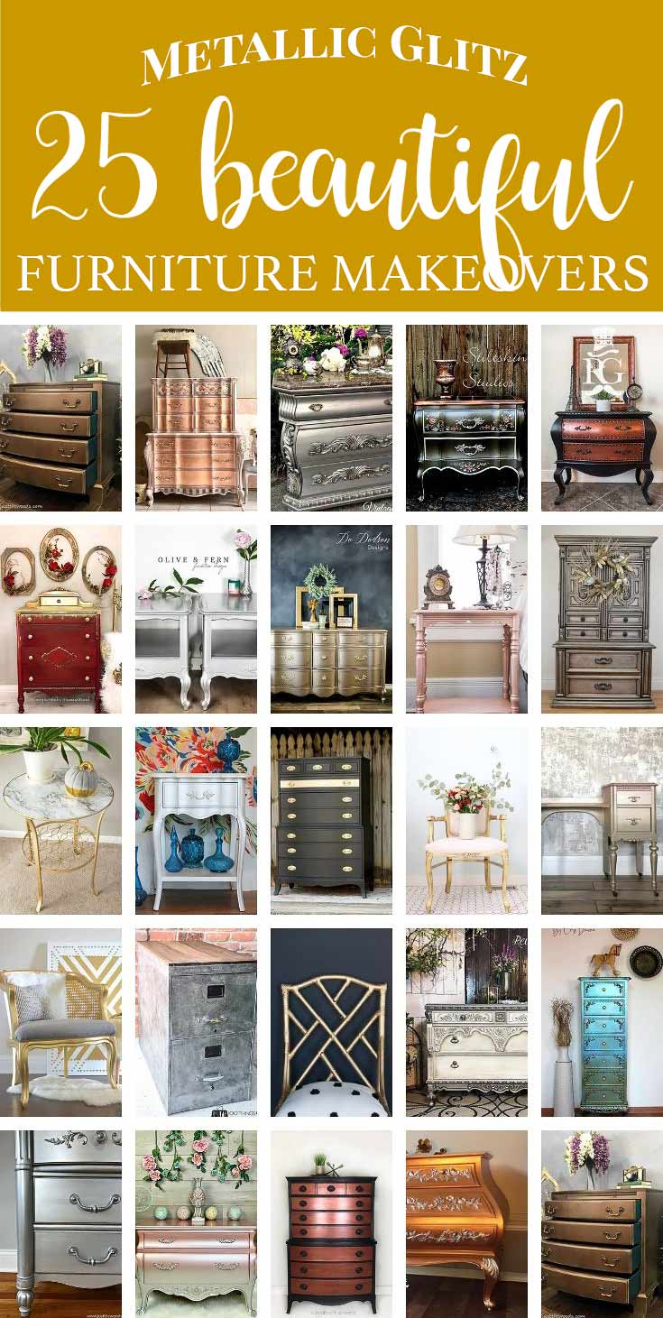 25 Metallic Painted Furniture Ideas Featured On Salvaged INspirations txt