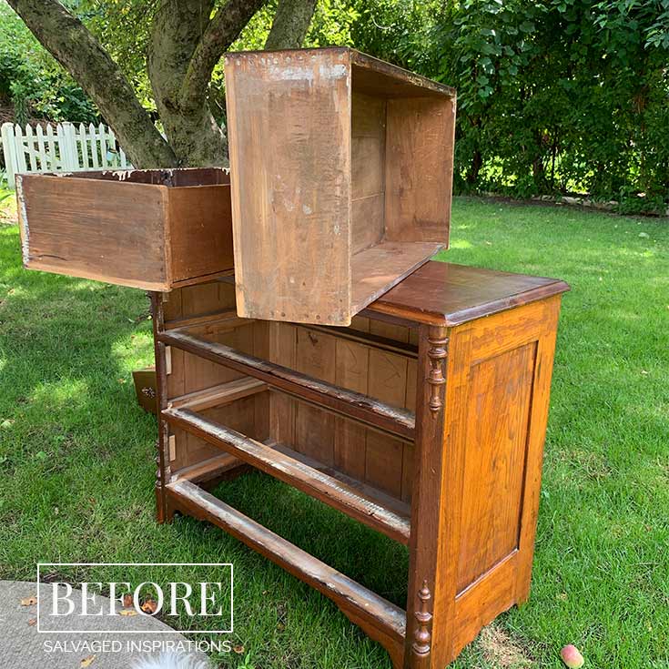 Antique Dresser Before - Deodorize Drawers