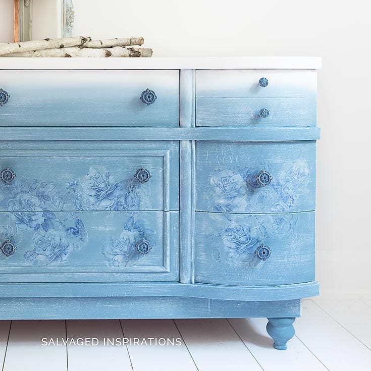 Close Up of Dixie Belles Dusty Blue and French Ceramic Florals