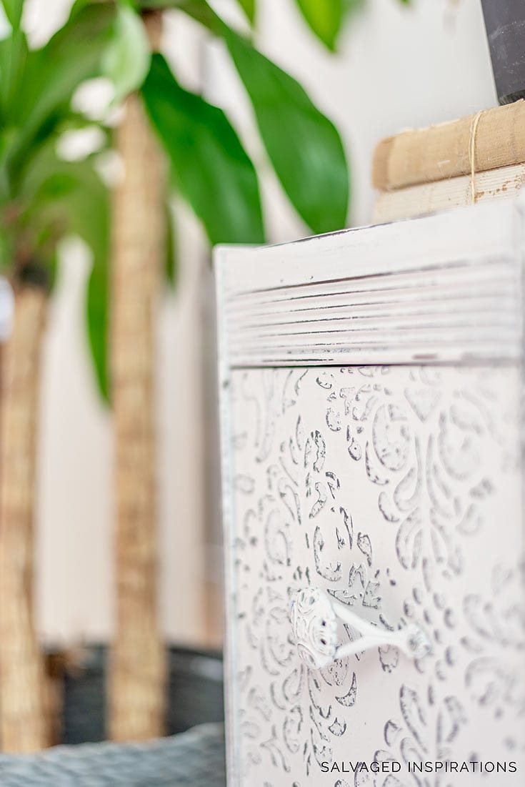 Details of Raised Stencil on Nightstands