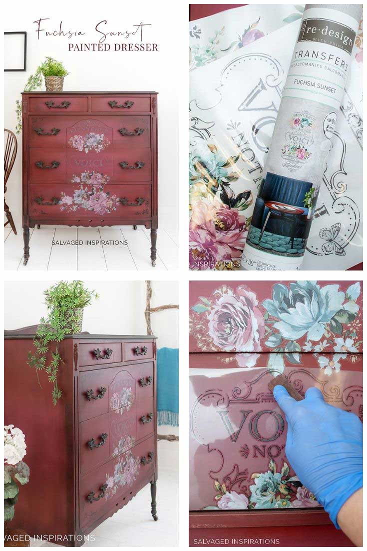 Fuchsia Sunset Painted Dresser Makeover