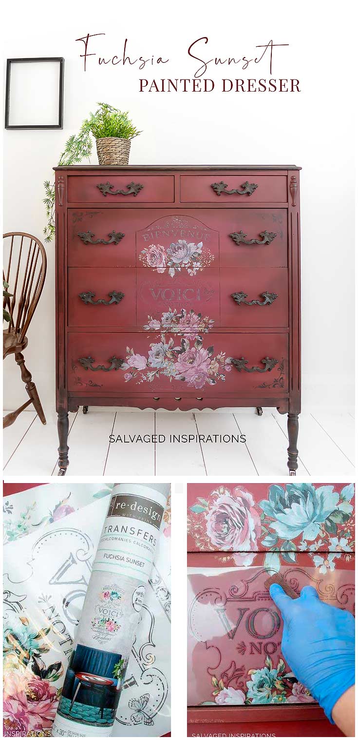 Fuchsia Sunset Painted Dresser Pin it