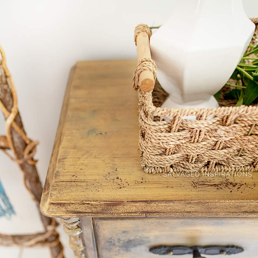 Painted Antiqued Dresser Makeover in Rebel Yellow and Glaze IG