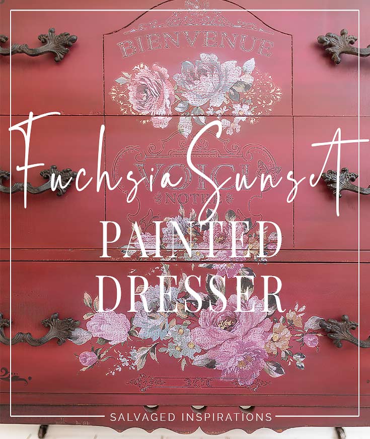 Painted Tallboy With Fuchsia Sunset Transfer