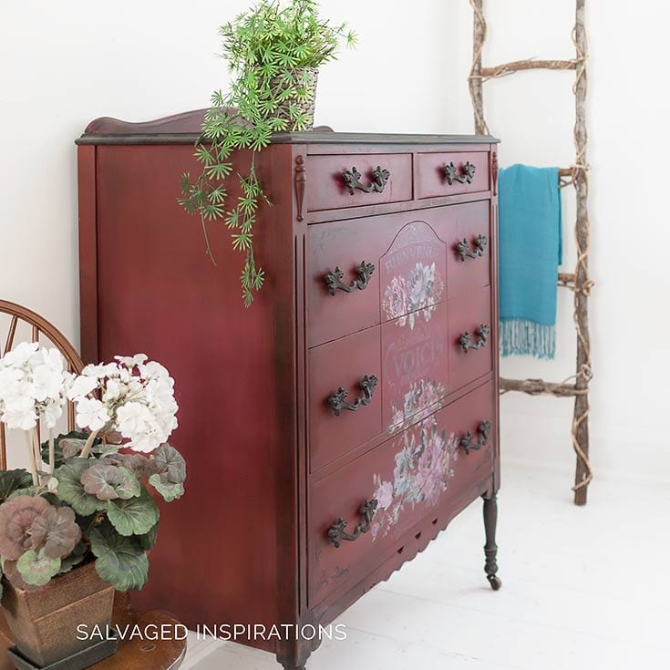 Side View of Fuchsia Sunset Painted Dresser IG