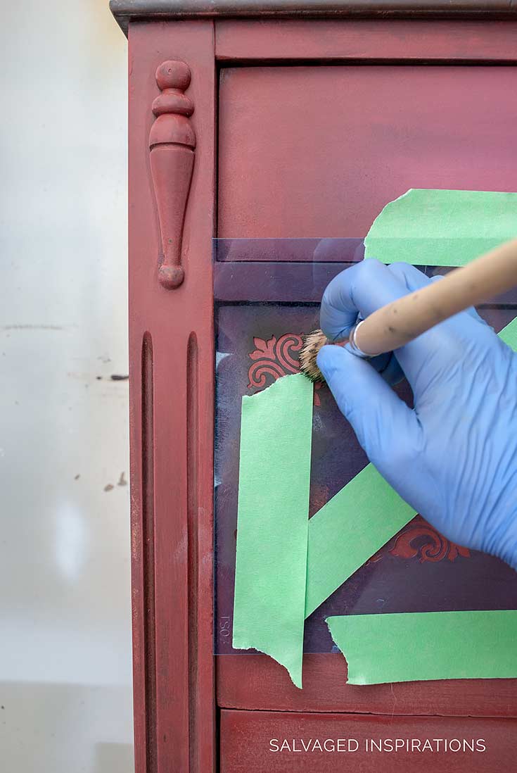 Stenciling Painted Dresser