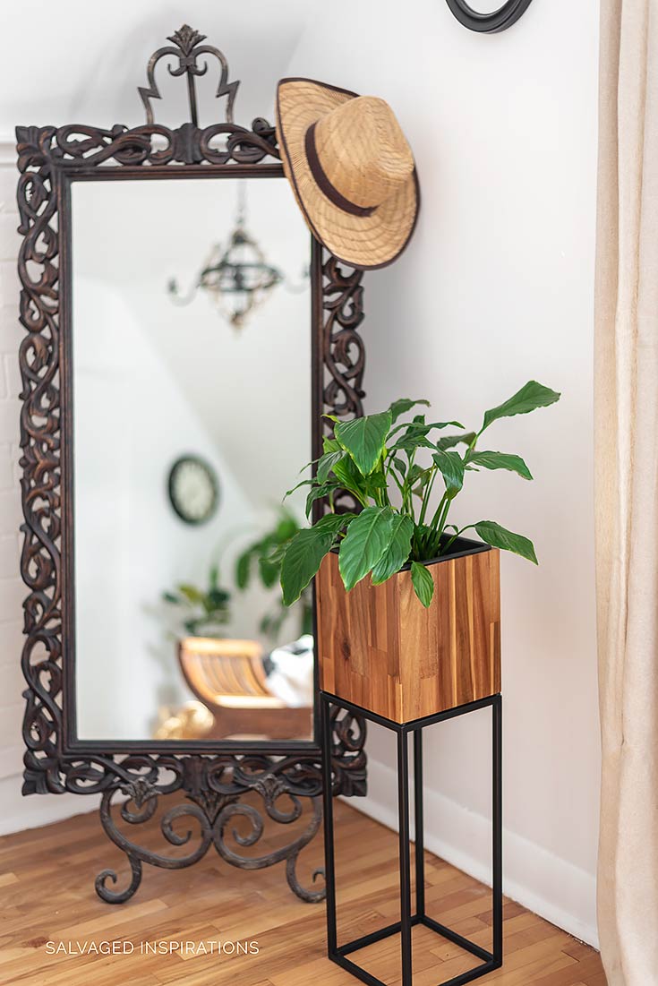 Fall Bedroom Makeover w Plant and Mirror