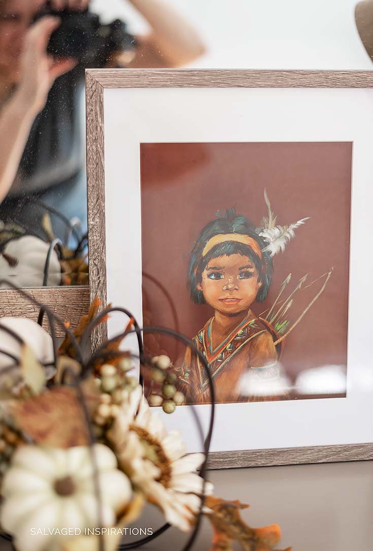Indian Girl Thrift Art in Fall Bedroom Makeover