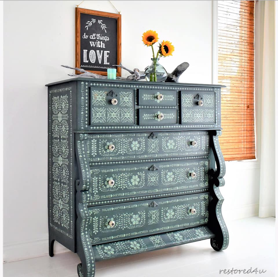Restored 4 U Bone Inlay Empire Dresser
