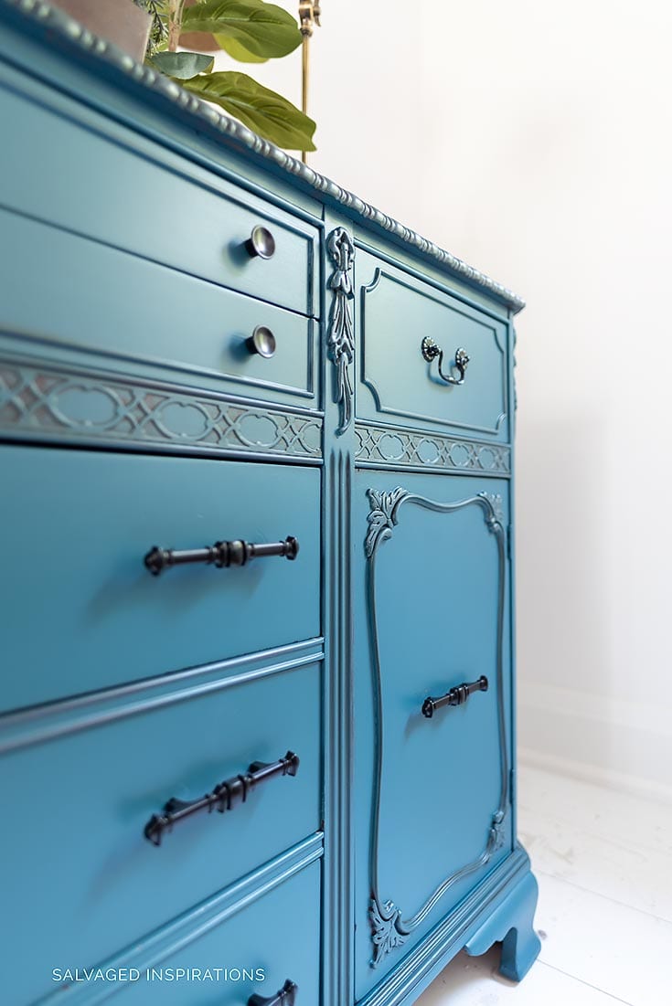 Blue Painted Buffet Glazed with VanDyke Brown