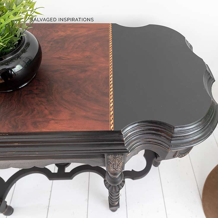 Close Up of Walnut Hall Table w Inlay