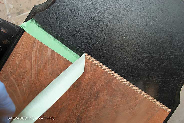 Revealing Inlay on Vintage Painted and Stained Table