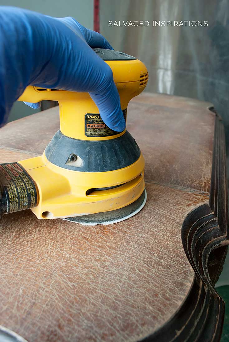 Sanding Cracked Finish of Vintage Table