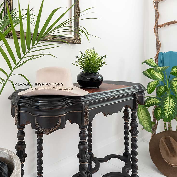 Side View Of Vintage Black Hall Table IG