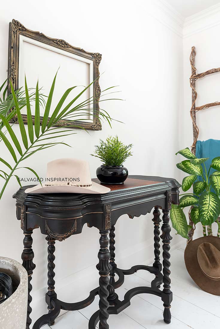 Side View Of Vintage Black Hall Table