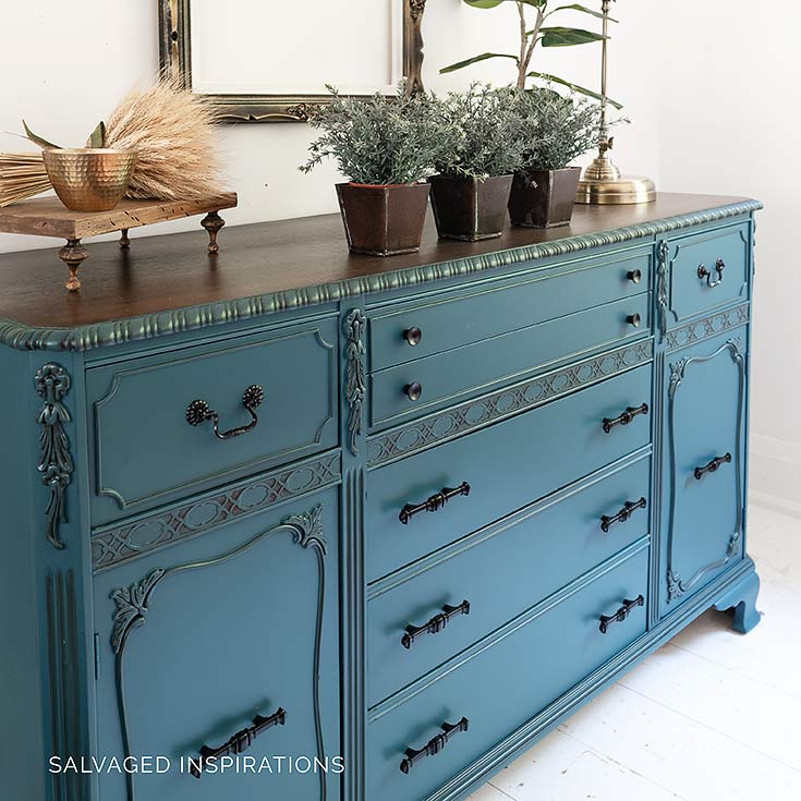 Side View of Painted Buffet Glazed and Stained IG