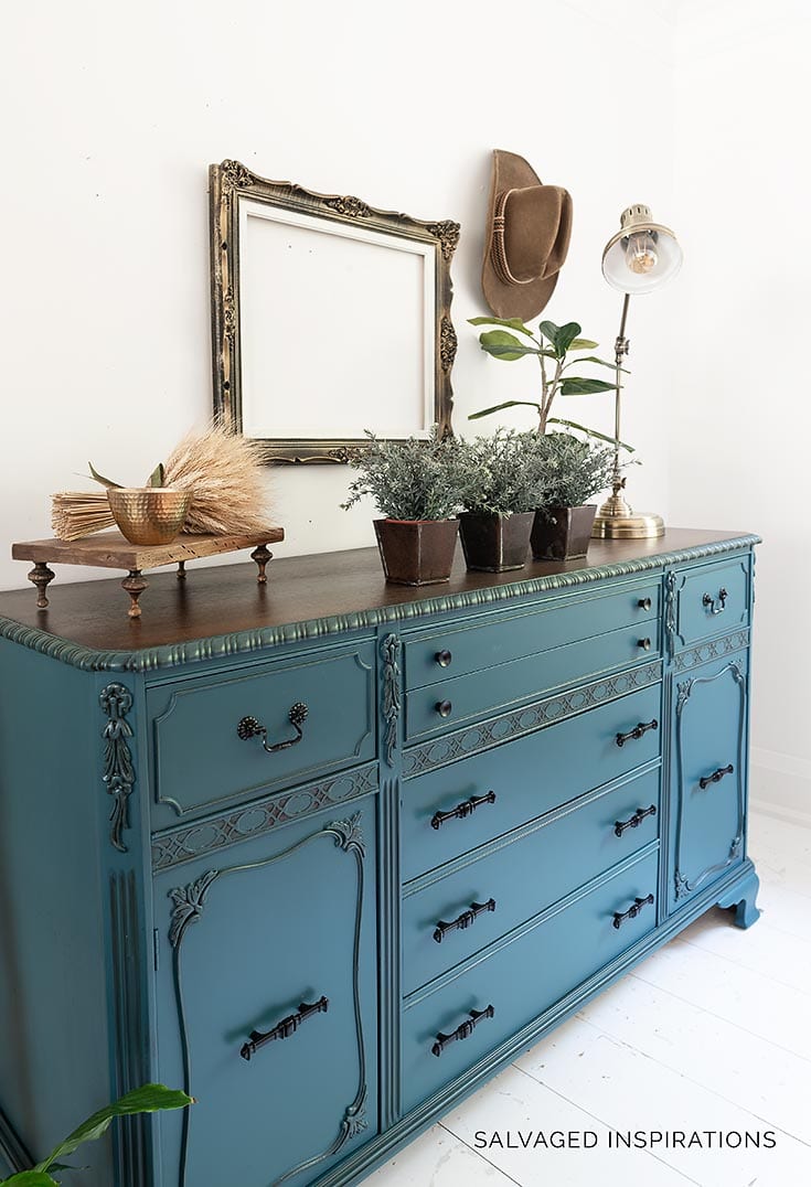 Side View of Painted Buffet Glazed and Stained