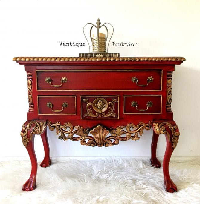 Vantique Junktion Red and Gold Cabinet