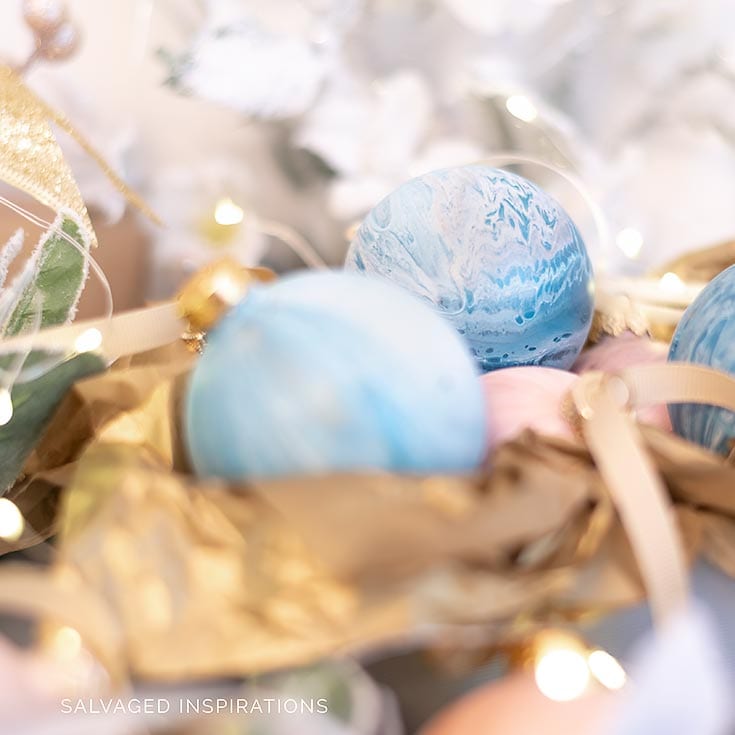 Close Up Of Dirty Pour Painting - Xmas Balls