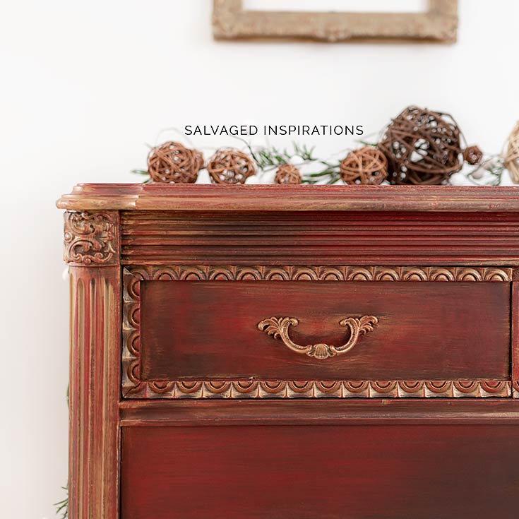 Close Up of Gold Metallic Layered Dresser Drawer