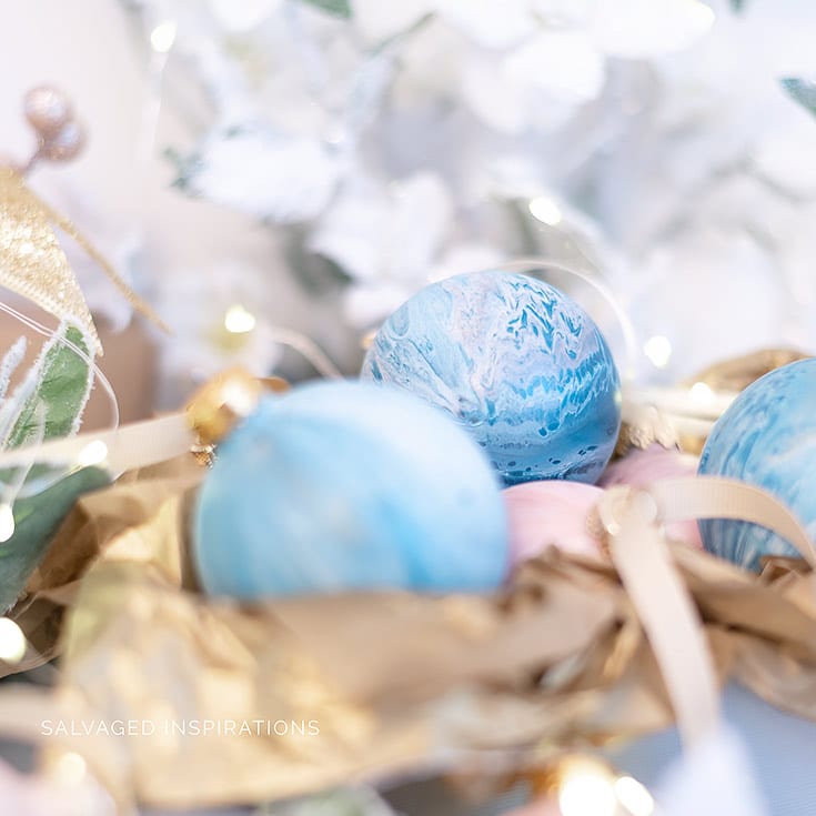 Dirty Pour Painting for Christmas Balls