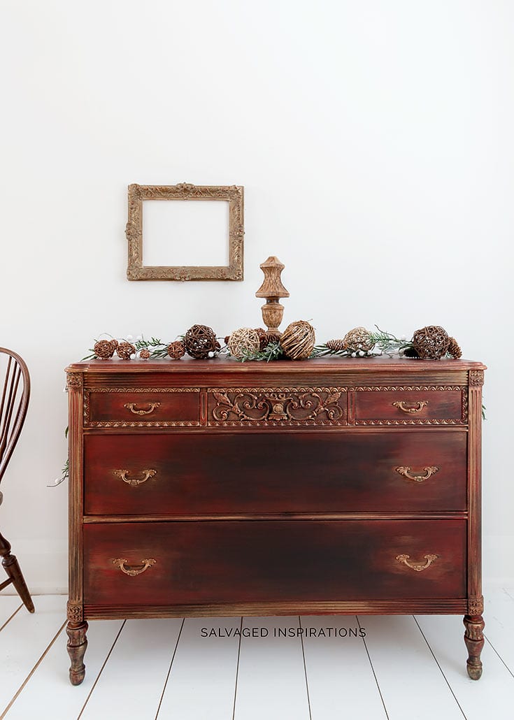 Holiday Vintage Dresser Makeover After